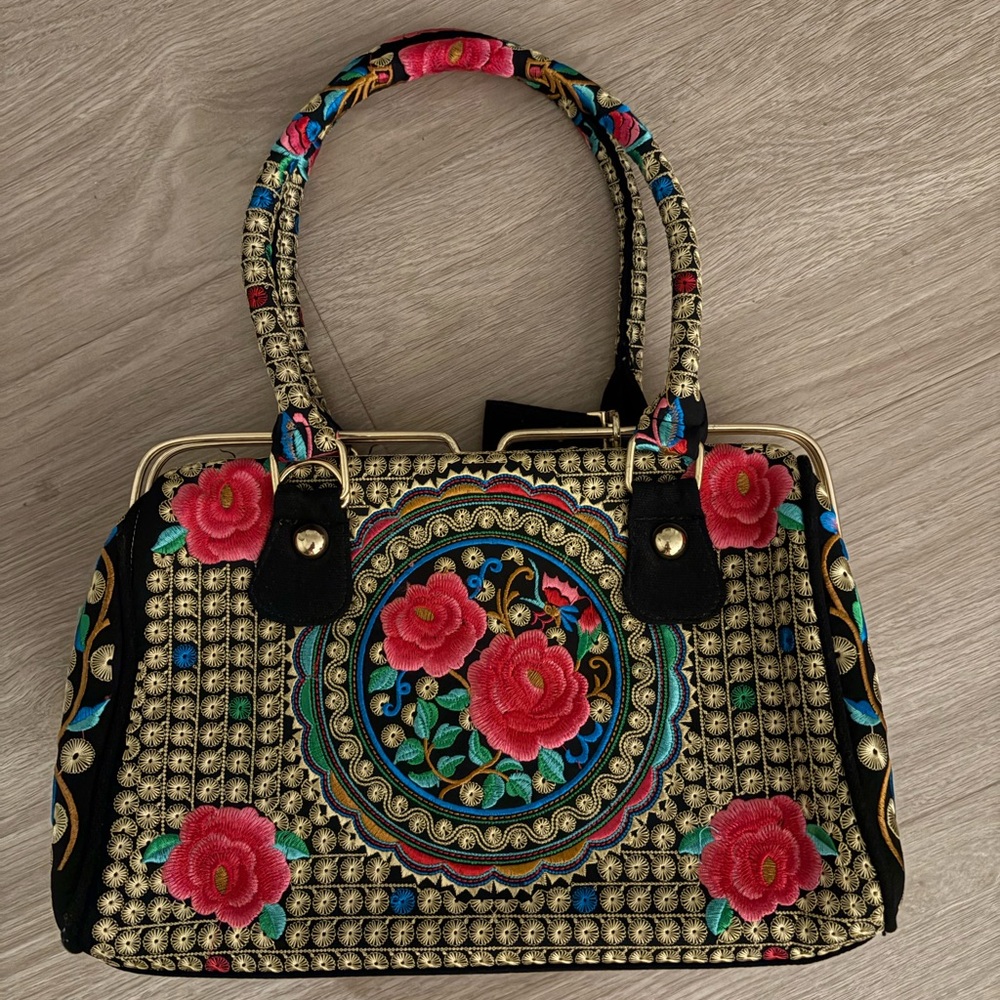 Italian Handmade Floral Embroidered Handbag